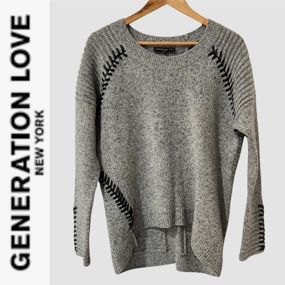 Generation Love Eleanor Whip Stitch Sweater in Heather Grey xs